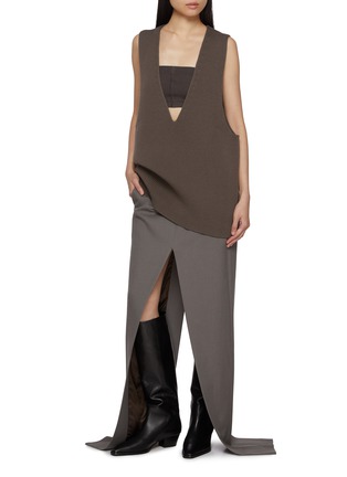 Figure View - Click To Enlarge - RICK OWENS  - Sleeveless V-Neck Wool Knit Tank Top