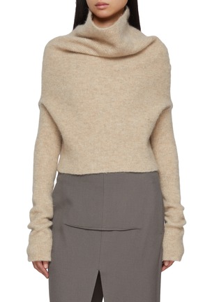 Main View - Click To Enlarge - RICK OWENS  - Long Sleeve Alpaca Wool Blend Knit Cowl Top