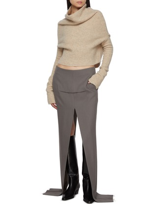 Figure View - Click To Enlarge - RICK OWENS  - Long Sleeve Alpaca Wool Blend Knit Cowl Top