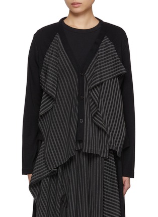 Main View - Click To Enlarge - Y'S - Stripe Panelled Hybrid Top