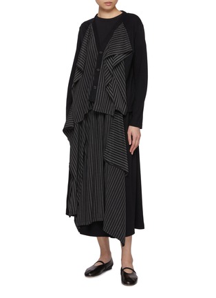 Figure View - Click To Enlarge - Y'S - Stripe Panelled Hybrid Top