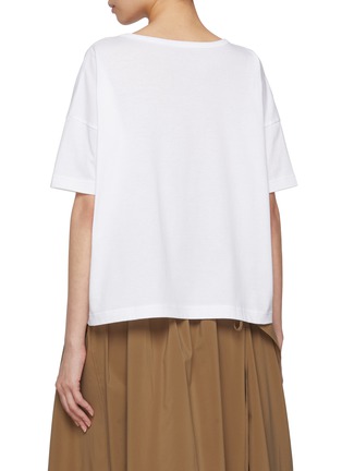 Back View - Click To Enlarge - Y'S - Cropped Printed Cotton T-Shirt