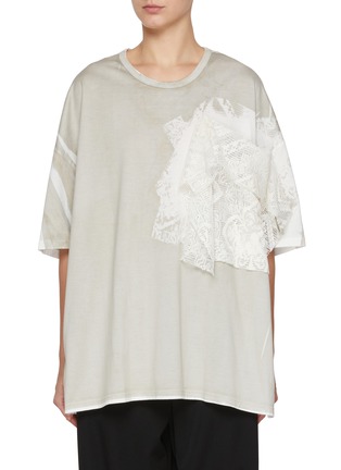 Main View - Click To Enlarge - Y'S - Lace Patch Pocket Cotton T-Shirt