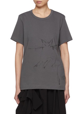 Main View - Click To Enlarge - Y'S - Crewneck Printed Cotton T-Shirt