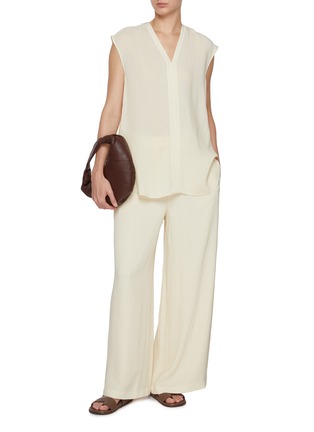 Figure View - Click To Enlarge - JOSEPH - Lucien Pleated V-Neck Sleeveless Blouse