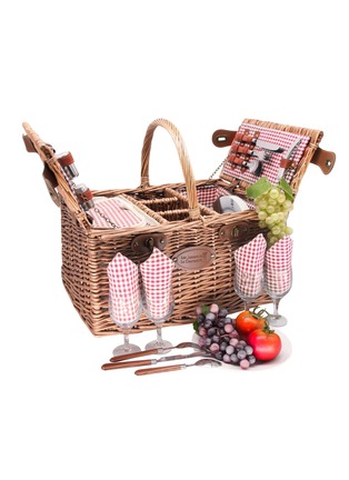Detail View - Click To Enlarge - LES JARDINS DE LA COMTESSE - Saint-Germain Picnic Basket for 4 Person — Red Gingham