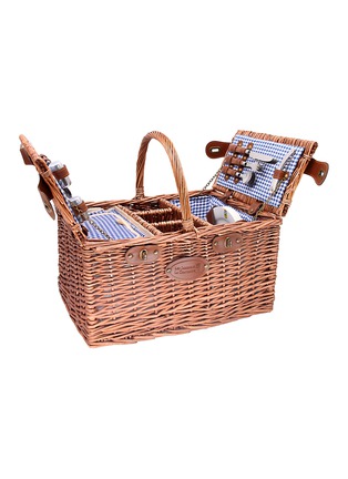 Main View - Click To Enlarge - LES JARDINS DE LA COMTESSE - Saint-Germain Picnic Basket for 4 Person — Blue Gingham