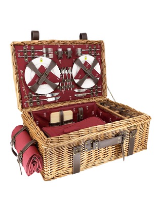 Main View - Click To Enlarge - LES JARDINS DE LA COMTESSE - Champs-Elysées Prestige Picnic Hamper for 4 Person — Red
