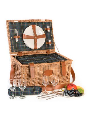 Main View - Click To Enlarge - LES JARDINS DE LA COMTESSE - Trianon Leather Picnic Basket for 4 Person — Green