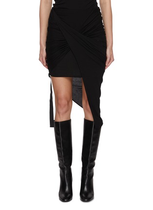 Main View - Click To Enlarge - HELMUT LANG - Wind Asymmetrical Ruched Skirt