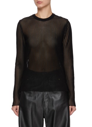 Main View - Click To Enlarge - HELMUT LANG - Sheer Ribbed Cotton Top