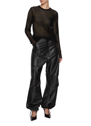 Figure View - Click To Enlarge - HELMUT LANG - Sheer Ribbed Cotton Top