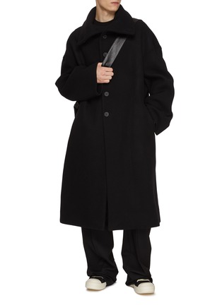 Figure View - Click To Enlarge - RICK OWENS  - Dracucollar Melton Wool Coat Jacket