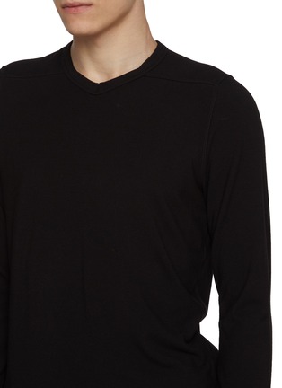  - RICK OWENS  - Long Sleeve Shoulder Panel Wool Blend Thermal Top