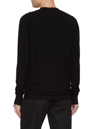 Back View - Click To Enlarge - RICK OWENS  - Long Sleeve Shoulder Panel Wool Blend Thermal Top