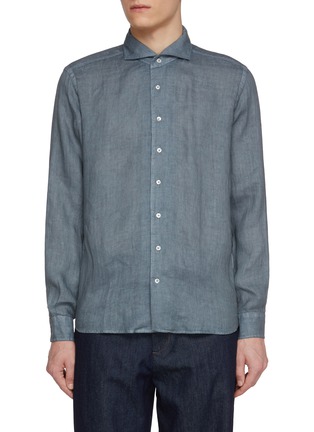 Main View - Click To Enlarge - EQUIL - Spread Collar Flax Linen Shirt