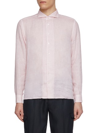 Main View - Click To Enlarge - EQUIL - Spread Collar Flax Linen Shirt