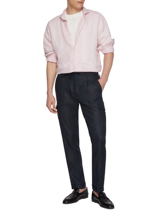 Figure View - Click To Enlarge - EQUIL - Spread Collar Flax Linen Shirt