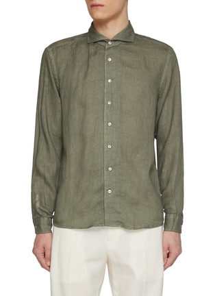 Main View - Click To Enlarge - EQUIL - Spread Collar Flax Linen Shirt