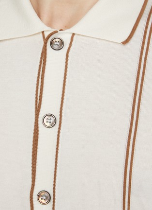  - EQUIL - Striped Button Up Knit Cotton Polo Shirt