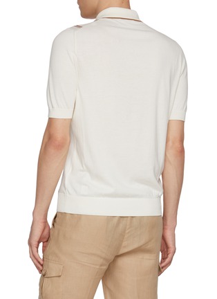 Back View - Click To Enlarge - EQUIL - Striped Button Up Knit Cotton Polo Shirt