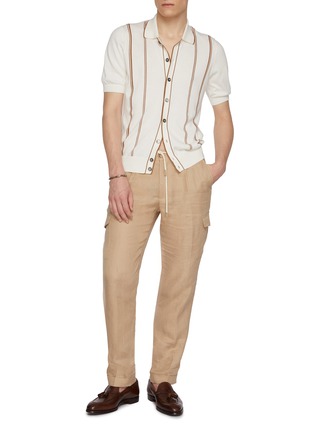 Figure View - Click To Enlarge - EQUIL - Striped Button Up Knit Cotton Polo Shirt