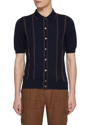 Main View - Click To Enlarge - EQUIL - Button Up Stripe Cotton Knit Shirt