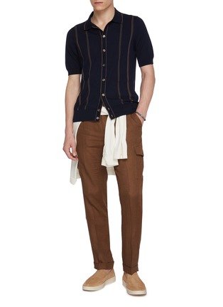 Figure View - Click To Enlarge - EQUIL - Button Up Stripe Cotton Knit Shirt