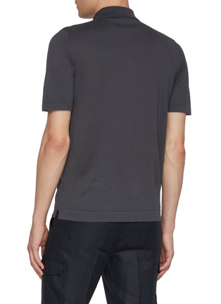Back View - Click To Enlarge - EQUIL - Half Zip Cotton Tennis Polo Shirt