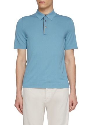 Main View - Click To Enlarge - EQUIL - Contrast Placket Cotton Polo Shirt
