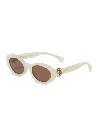 Main View - Click To Enlarge - FENDI - FF Diamonds Acetate Oval Sunglasses