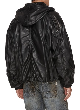 Back View - Click To Enlarge - JUUN.J - Drawstring Hood Leather Bomber Jacket