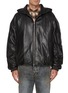 Main View - Click To Enlarge - JUUN.J - Drawstring Hood Leather Bomber Jacket
