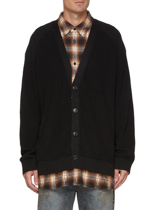 Main View - Click To Enlarge - JUUN.J - Layered Checkered Shirt Cardigan