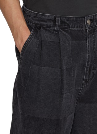  - JUUN.J - Dark Washed Chequered Jacquard Denim Shorts