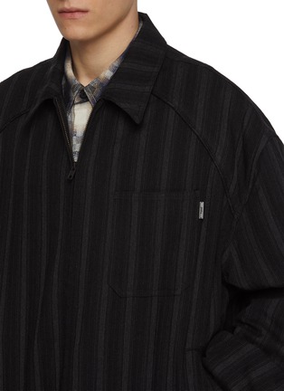 - JUUN.J - Vertical Striped Zip Up Wool Cotton Shirt Jacket