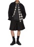Figure View - Click To Enlarge - JUUN.J - Vertical Striped Zip Up Wool Cotton Shirt Jacket