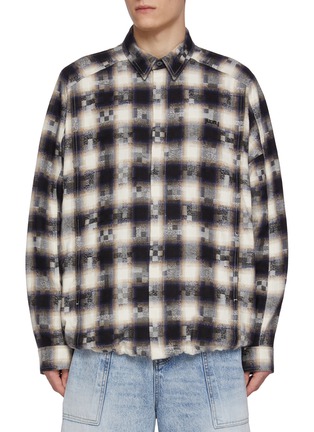 Main View - Click To Enlarge - JUUN.J - Argyle Jacquard Checkered Cotton Coach Shirt