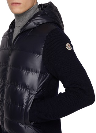  - MONCLER - Hooded Puffer Panel Wool Knit Cardigan