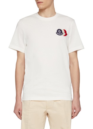 Main View - Click To Enlarge - MONCLER - Tricolour Badge Cotton T-Shirt