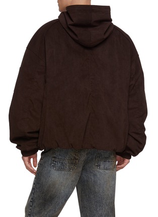 Back View - Click To Enlarge - JUUN.J - Zip Up Faux Suede Hoodie