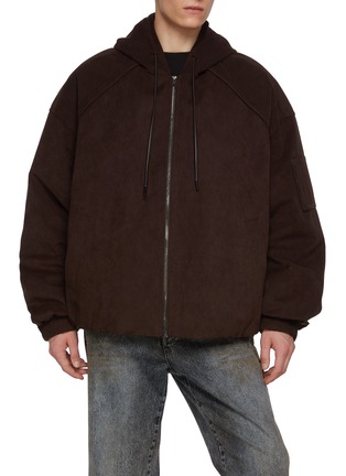 Main View - Click To Enlarge Main View - Click To Enlarge - JUUN.J - Zip Up Faux Suede Hoodie