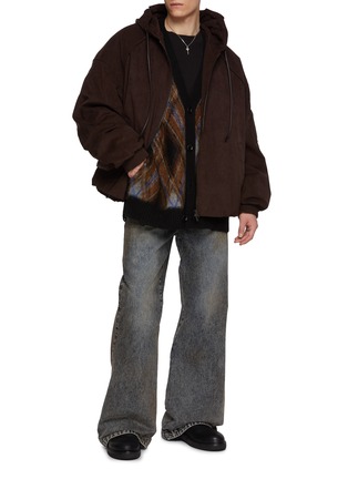 Figure View - Click To Enlarge - JUUN.J - Zip Up Faux Suede Hoodie