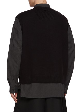 Back View - Click To Enlarge - JUUN.J - Layered Knit Vest Cotton Shirt