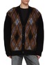 JUUN.J Oversized Argyle Chequered Knit Cardigan JUUN.J Oversized Argyle Chequered Knit Cardigan