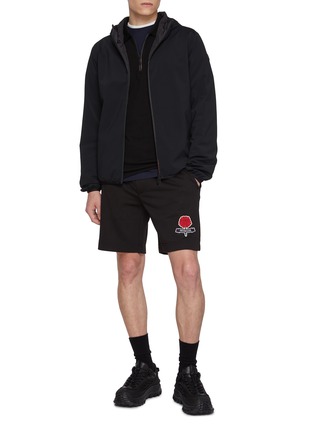 Figure View - Click To Enlarge - MONCLER - Logo Patch Half Zip Cotton Polo Shirt