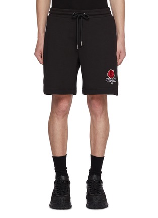 Main View - Click To Enlarge - MONCLER - Rose Embroidered Fleece Sweatshorts