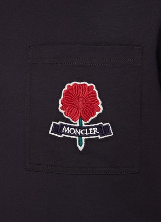  - MONCLER - Embroidered Rose Patch Pocket Cotton T-Shirt