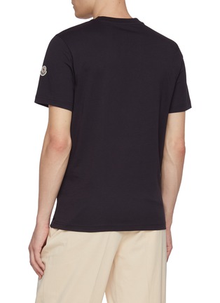 Back View - Click To Enlarge - MONCLER - Embroidered Rose Patch Pocket Cotton T-Shirt