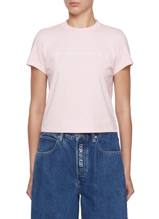 Main View - Click To Enlarge - ALEXANDERWANG - Logo Print Cotton Shrunken T-Shirt
